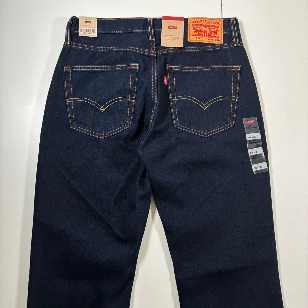 NEW Levi's 514 Straight Jeans 30x30 Indigo Blue Dark Wash USA Cowboy